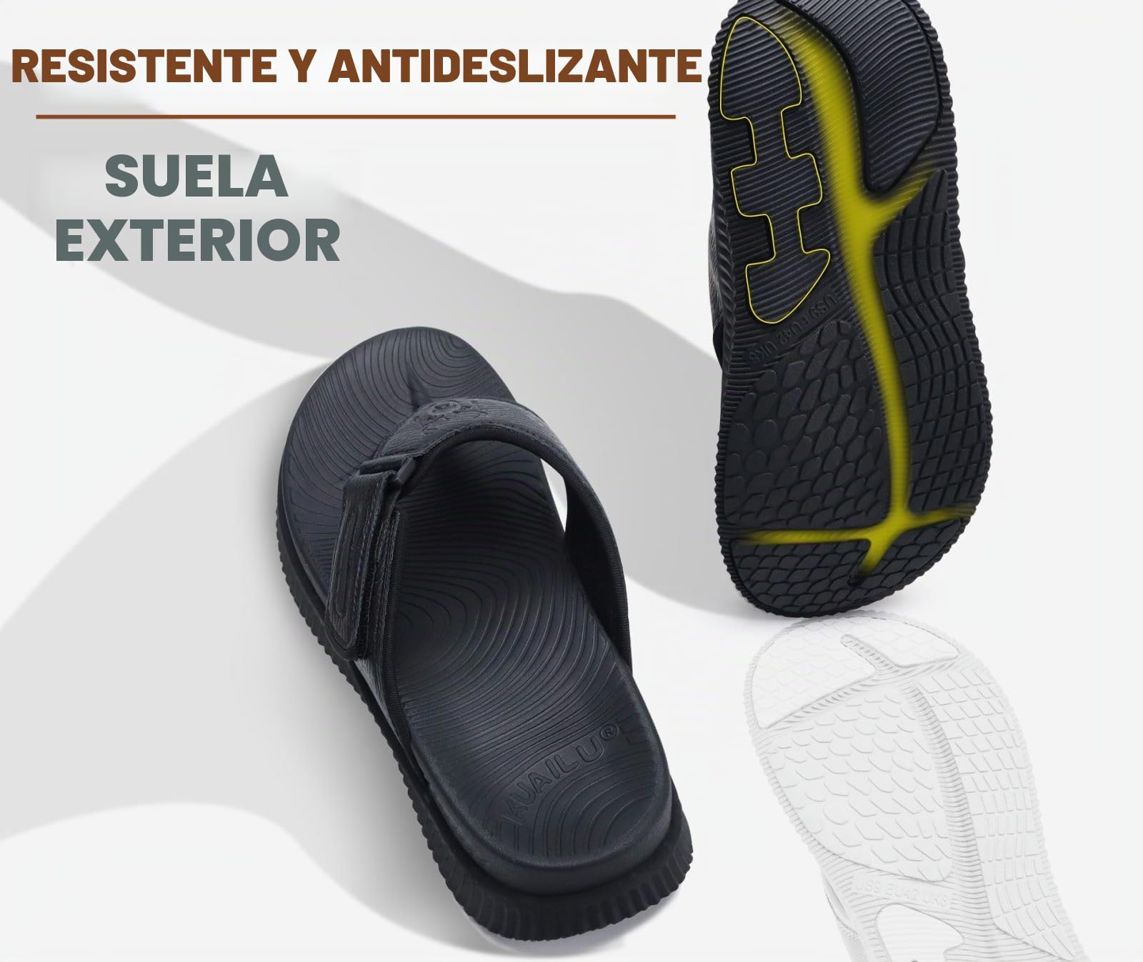 KuaiLu Chanclas Hombre Recuperación Sandalias para Caminar Ajustable Ortótica Cojín Deportivo Grueso Sport Sliders para Hombres, Resistente al Agua & Ligero, Suave confort & Soporte del Arco