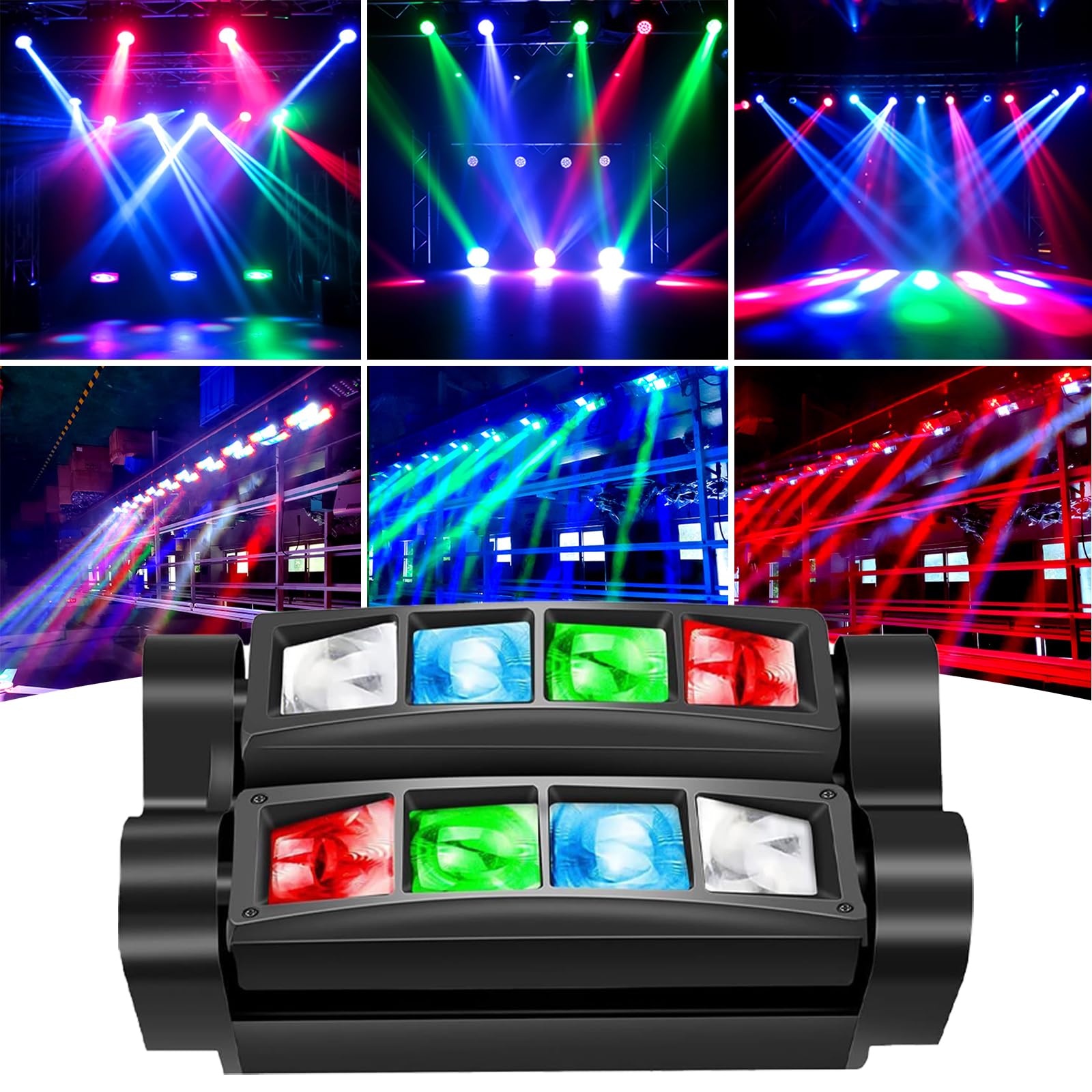 KOOT Lumière DJ 2025 à 8 LED, lumière stroboscopique disco RVBB, lumières de fête, lumières de scène DJ, DMX512 et contrôle du son pour Noël, Halloween, anniversaire, mariage, karaoké, décorations de