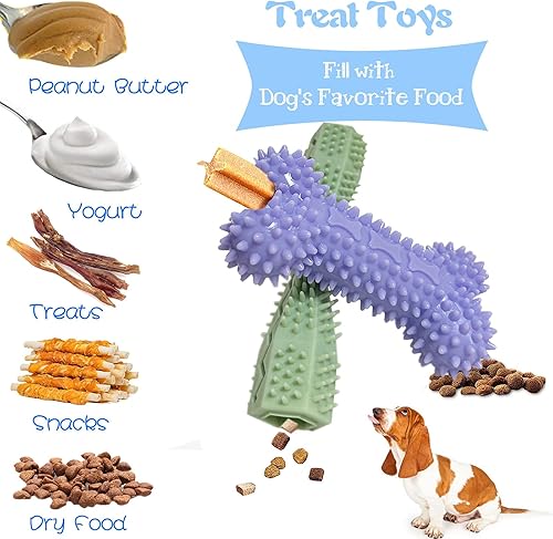 Miniatura 4 de Paquete de 4 juguetes para cachorros de 2 a 8 meses, juguete masticable para perros pequeños, juguetes de dentición para limpiar los dientes,