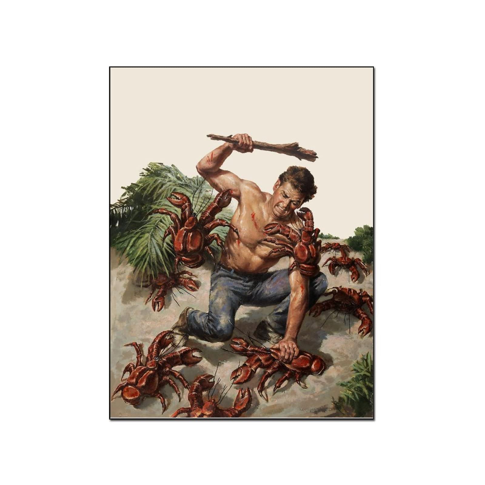 Vintage Retro Poster Manly Men Poster Cannibal Crabs Crawl to Kill