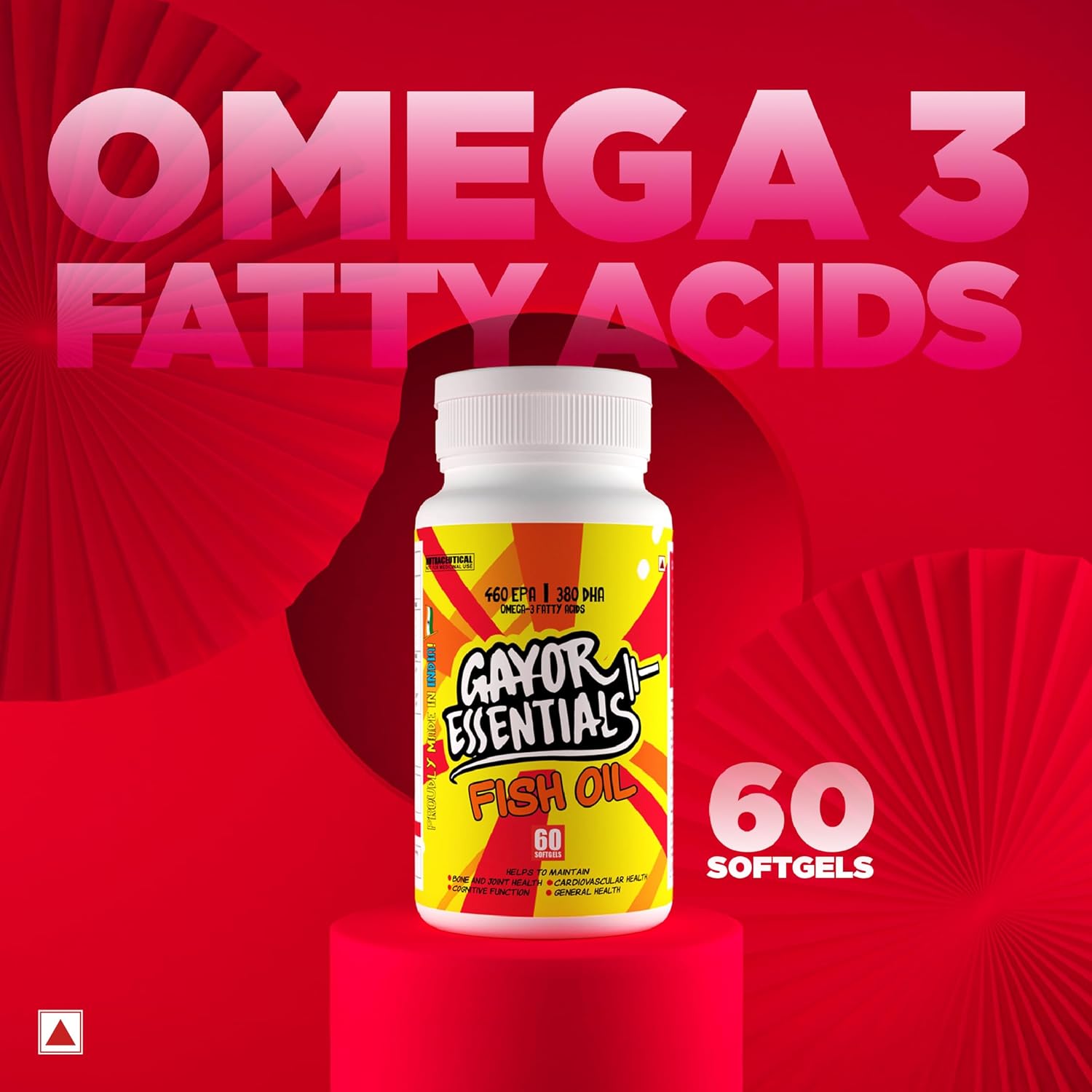 Gair Essential Fish Oil (60 Softgels, Pack of 1) | Omega 3 fatty acids, 1000 mg, 460mg EPA and 380mg DHA, muscle recovery, help of help Gair Essential Fish Oil (60 Softgels, Pack of 1) | Omega 3 fatty acids, 1000 mg, 460mg EPA and 380mg DHA, muscle recovery, help of help