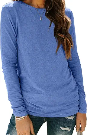  Women's Long Sleeve Crewneck Shirts Casual Basic Tops