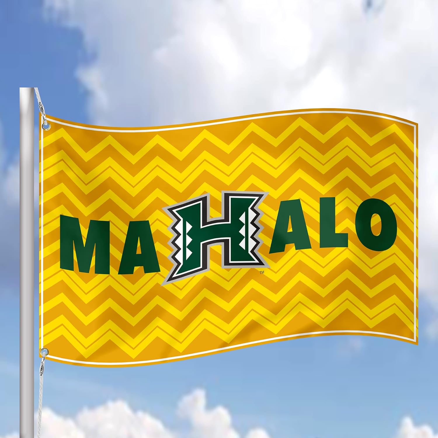 University of Hawaii Licensed Flag Banner 3x5 Feet Wall Decor Outdoor Indoor Decoration Brass Grommets Double Stitch (University of Hawaii # 5)