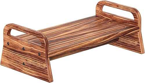 Miniatura 9 de Taburete de madera de dos escalones con asa, taburete grande de 2 escalones para cama alta, madera maciza, 2 pasos para entrar y salir de la cama