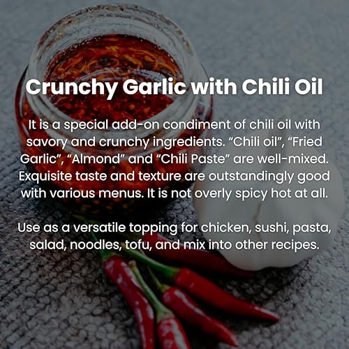 Miniatura 2 de SB Aceite de chile japonés con crujiente cobertura de ajo Rayu, ajo picante ponerlos en todo, alimentos, sushi, salsa salada Umami, 3.9 onzas