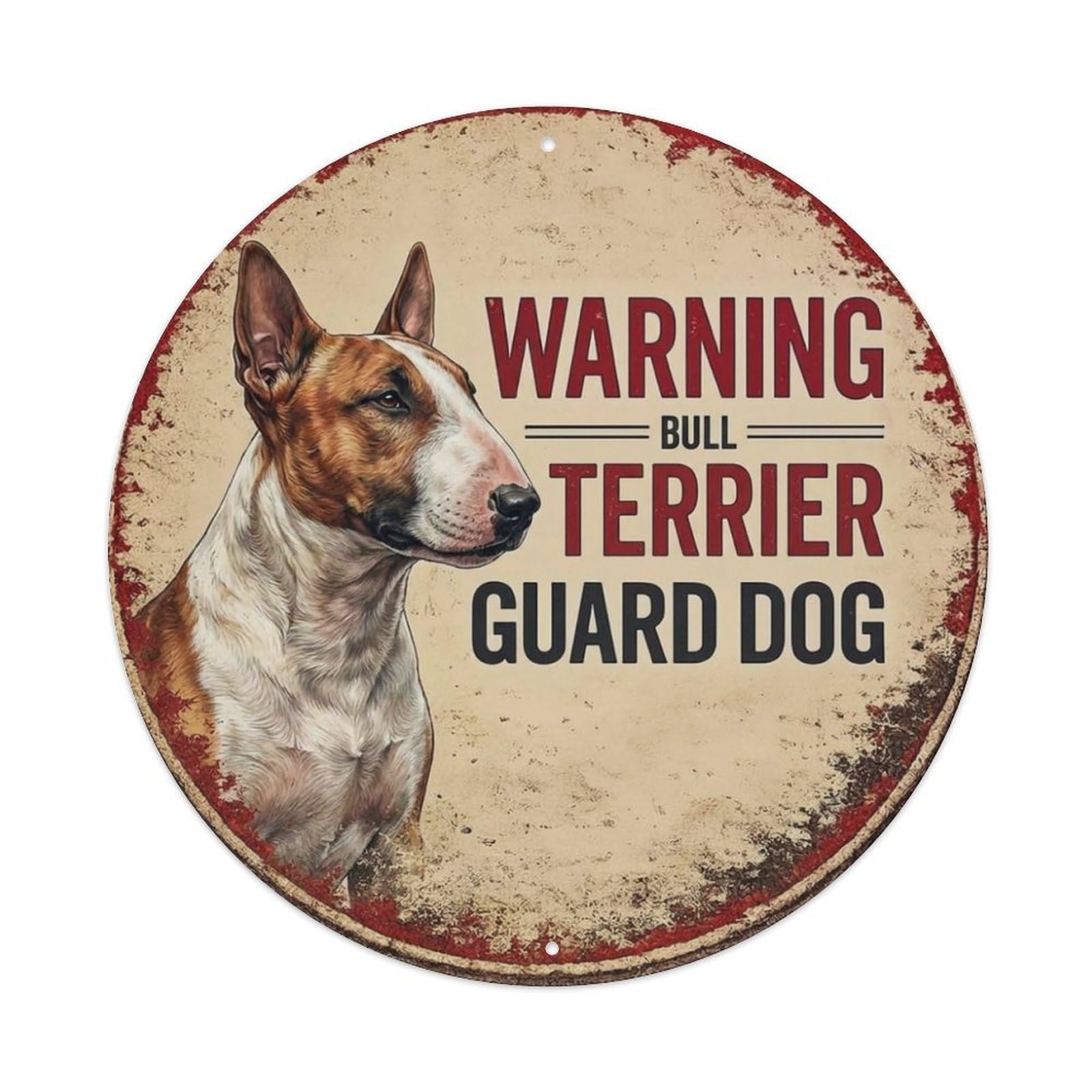 Metal Tin Sign Vintage Warning Bull Terrier
