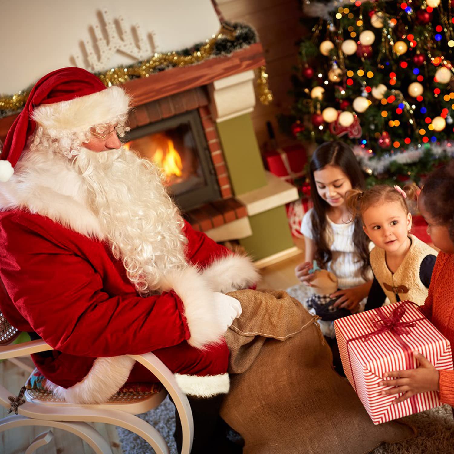 Santa Suit Christmas Santa Claus Costume for Men Women Adult Costume Santa 10pc. Outfit (Maroon, Large/X-Large)