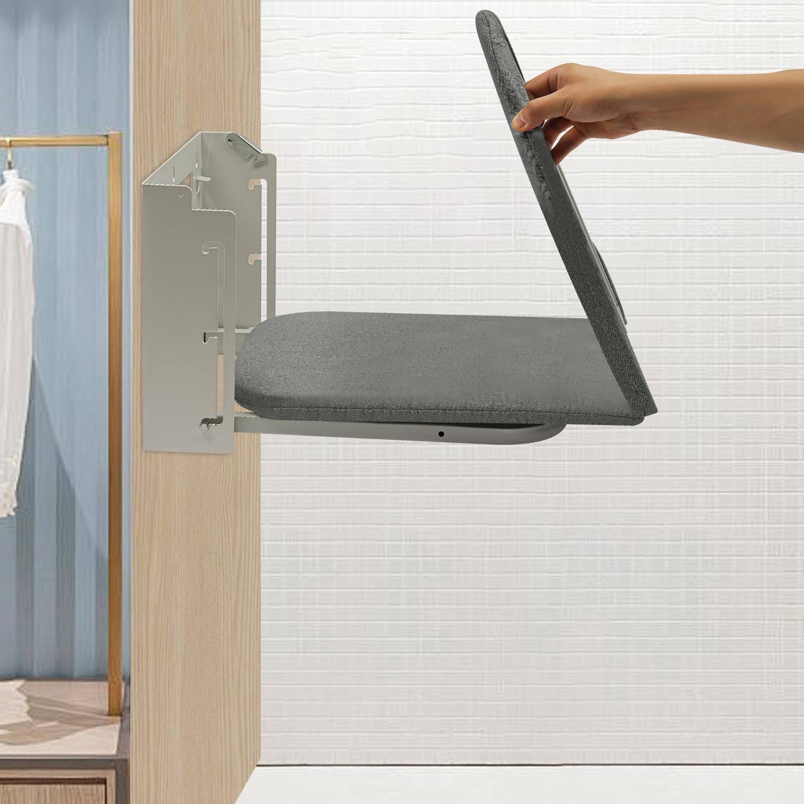 Asta da stiro pieghevole a parete con rivestimento termoresistente rimovibile, rotazione a 180°, altezza regolabile, aste da stiro salvaspazio per lavanderia, casa, stanze piccole (91x30 cm