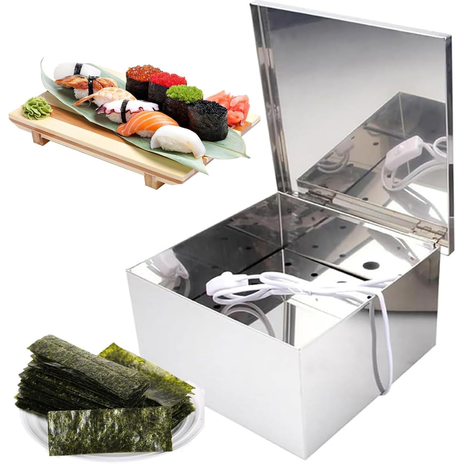 Piekarnik z wodorostami, pojemnik na wodorosty ze stali nierdzewnej z funkcją suszenia i żarówką grzewczą – przygotuj chrupiące wodorosty, nori, warzywa i sushi w domu