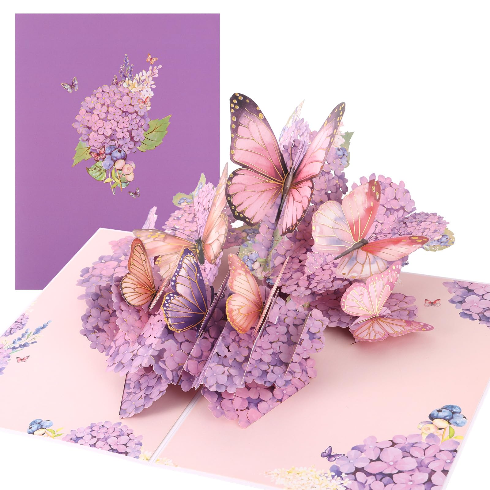 Gosknor 3D Pop up Butterfly Card, Gold Stamping Greeting Card with Envelope Colorful Butterfly Flower Birthday Accessories for Birthday Party Decoration