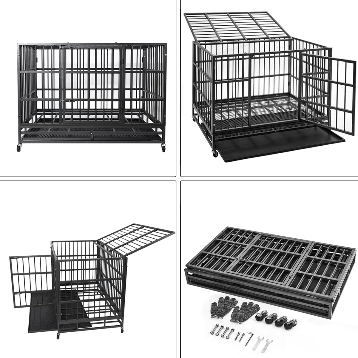 32/mo Finance WOKEEN 48/38 Inch Heavy Duty Dog Crate Cage Kennel
