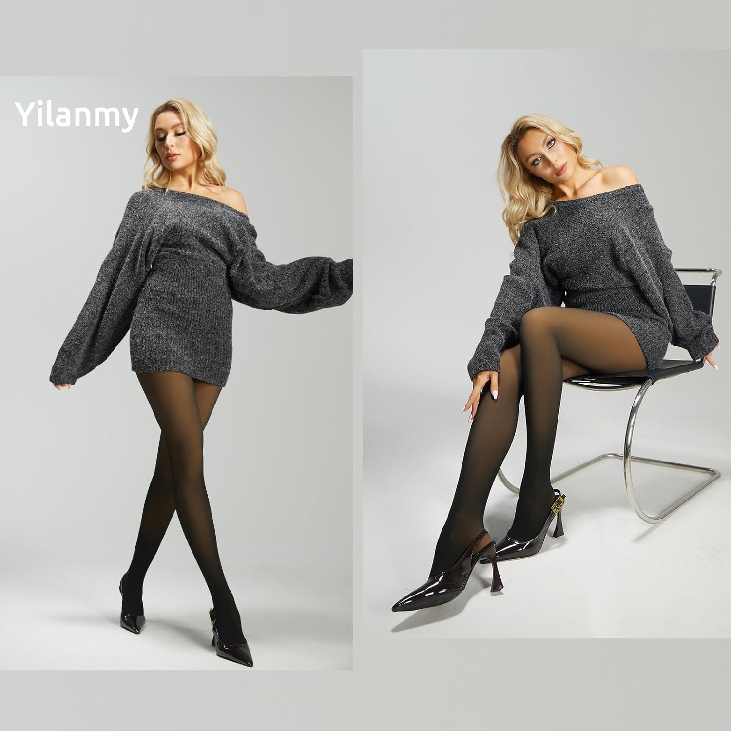 Yilanmy Women's Fleece Lined Tights, Fake Translucent Leggings Sheer Winter Warm Pantyhose Thermal Crotch One Seam Line - Image 5
