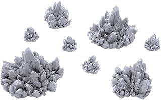 Rocks with Crystal Clusters - DND Terrain Compatible with Dungeons and Dragons, 28mm Miniature Wargaming, Tabletop RPGs, Wargame Scenery