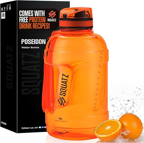 SQUATZ Botella de agua deportiva Poseidon Series de 78 onzas  Botella de agua deportiva de gran volumen de alta calidad, botella de gimnasio con
