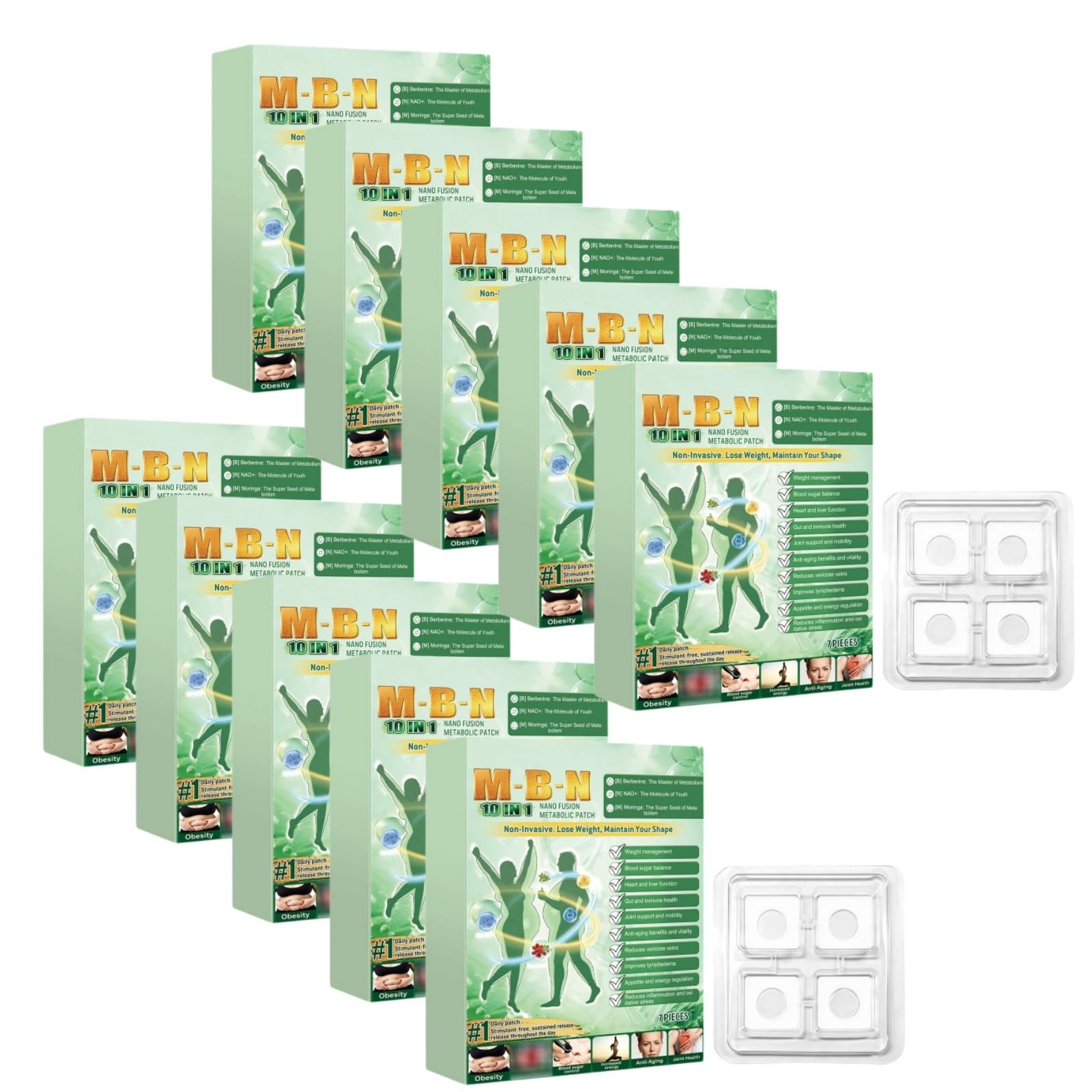 Plastry odchudzające Moringa 10 w 1, Nano Microneedle Plaster wyszczuplający z berberyną i NAD+, naturalne składniki, skóra ujędrniająca, łatwa aplikacja, idealna dla mężczyzn i kobiet
