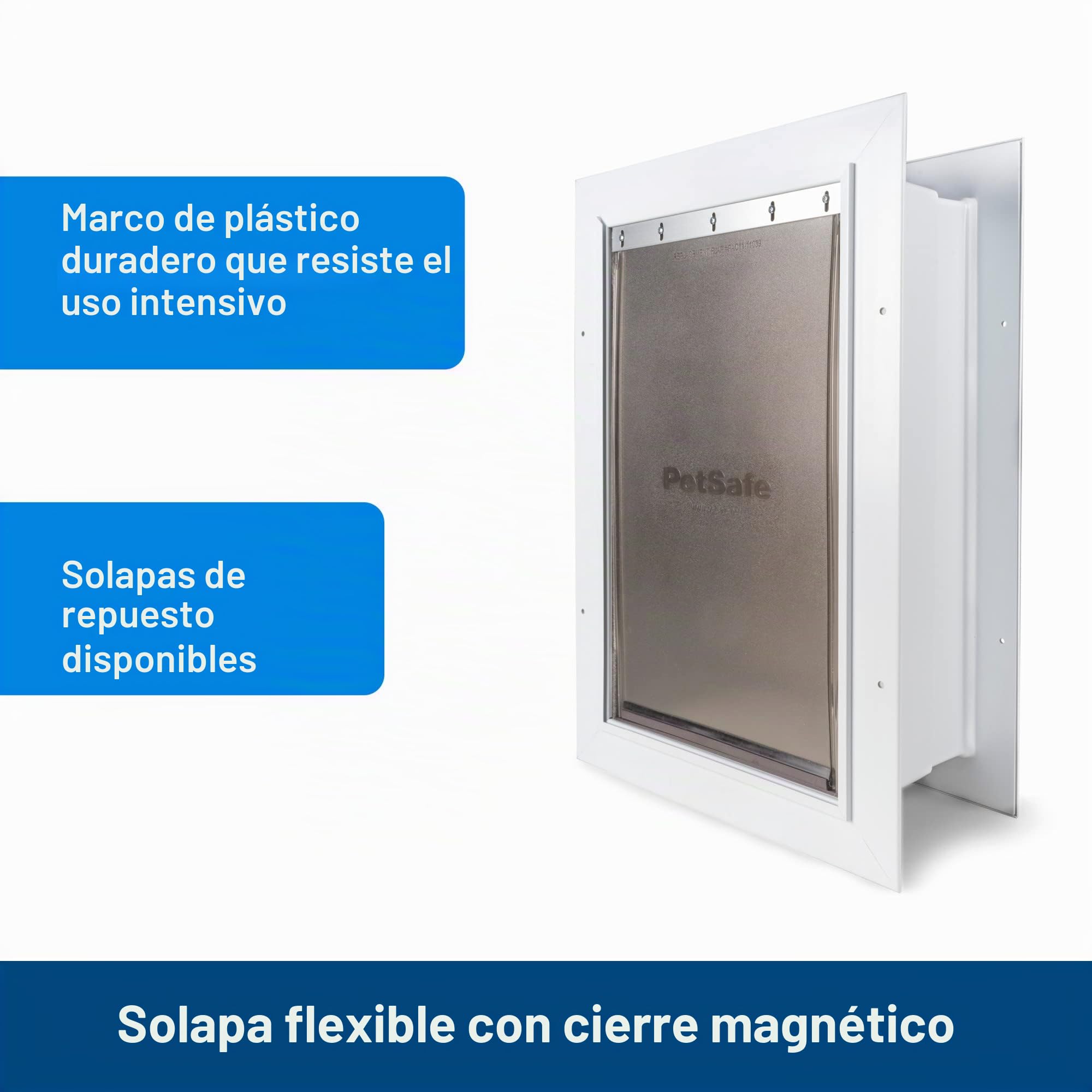 PetSafe Puerta de Entrada de Pared túnel telescópico, Grande, para Mascotas de hasta 100 Libras, Color Blanco, Fabricada en los Estados Unidos, Cloruro de polivinilo, L (Pack of 1)