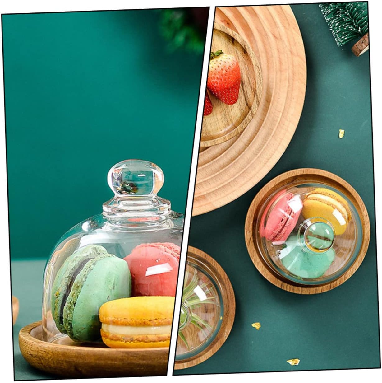 ABOOFAN 3sets Dessert Plates Glass Cover Cake Display Tray Plate Cover Kit for Cupcakes Tiered Tray for Display