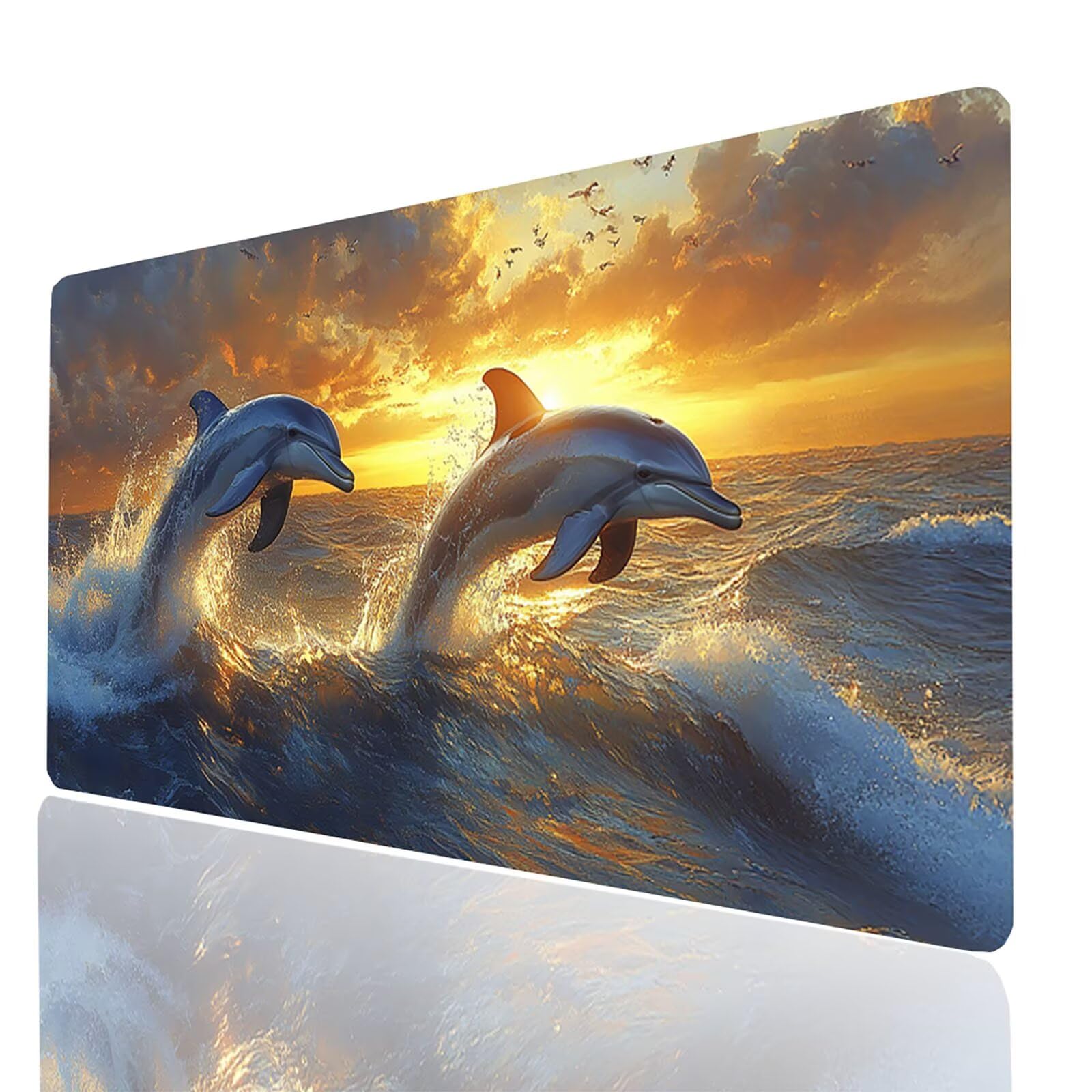 Gamingowa podkładka pod mysz XXL, delfin, zwierzęta, 120 x 60 x 0,3 cm, wodoodporna, antypoślizgowa podkładka na biurko, poprawia precyzję i prędkość, akcesoria gamingowe na biurko, model 03138