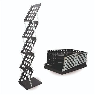 A4 Metal Portable Folding Brochure Stand – Zigzag Design Rack for Magazines, Catalogues, Leaflets,Newspaper and Literature Display for Event, Store Shop -Office