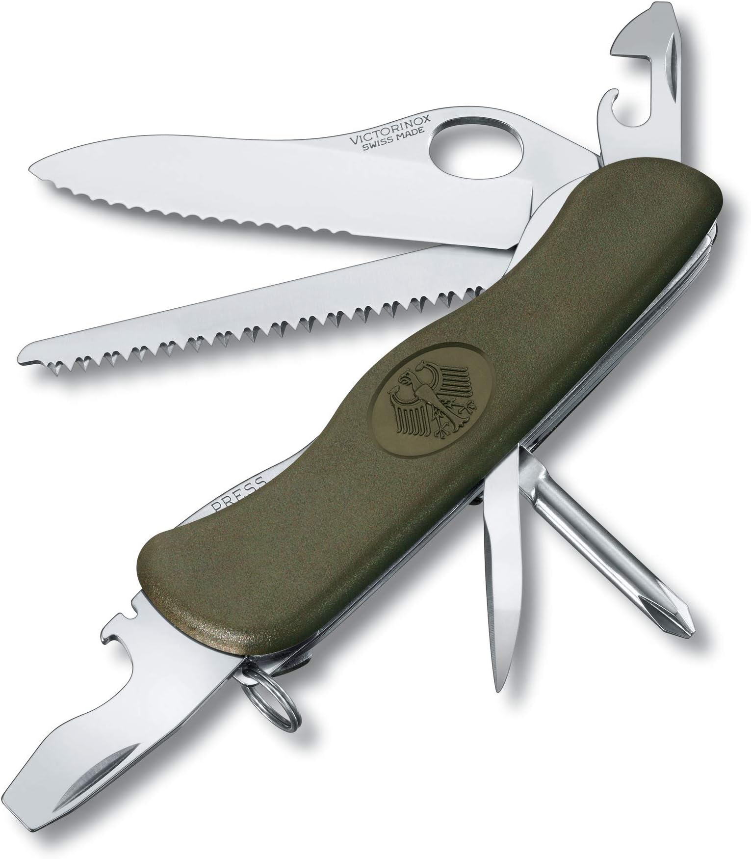 Victorinox One Hand Trekker Swiss Army Knife, 10 Function Swiss Made Pocket Knife with Can Opener, Screwdriver and Bottle Opener – Black