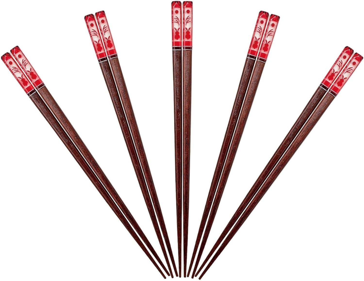 J-kitchens 来客の席 箸 5膳 セット アクリル樹脂 天然木製 おもてなし 家庭用 まとめ買い お箸 日本製 OM-H-3