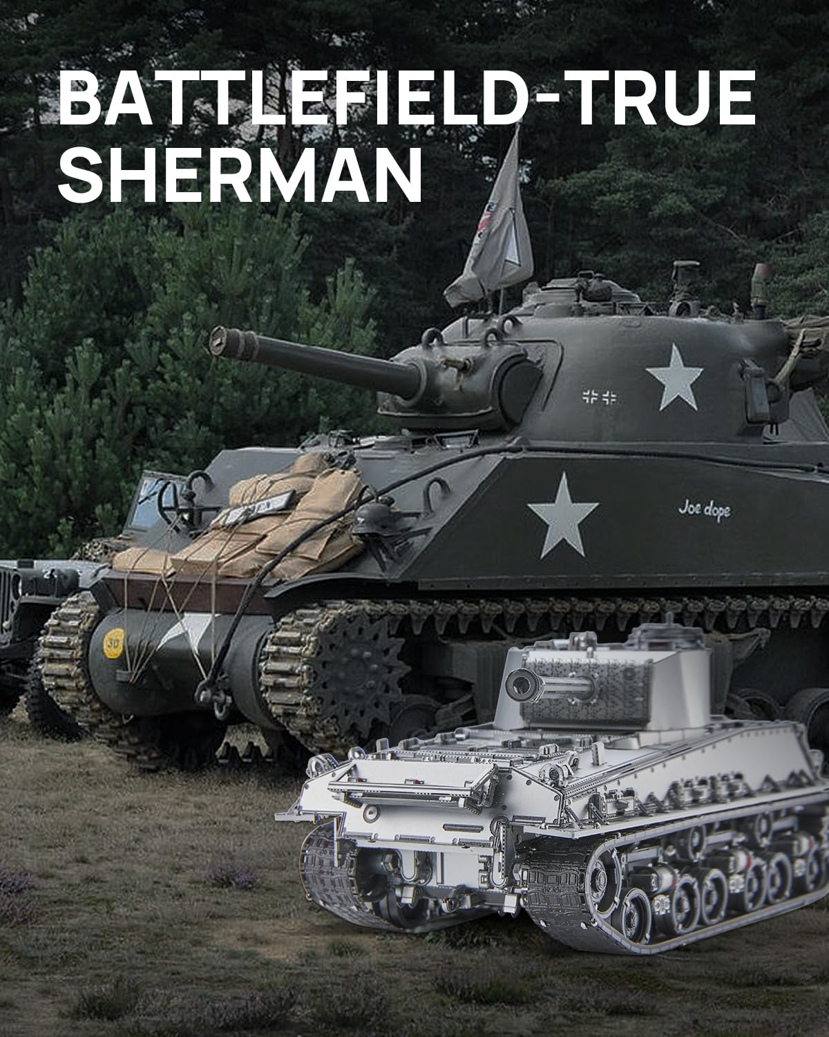 Piececool Casse-tête 3D en métal pour adultes, kit de modèle de réservoir moyen M4 Sherman, kits de modèle militaire pour construire des loisirs créatifs, décoration de la maison, meilleurs cadeaux
