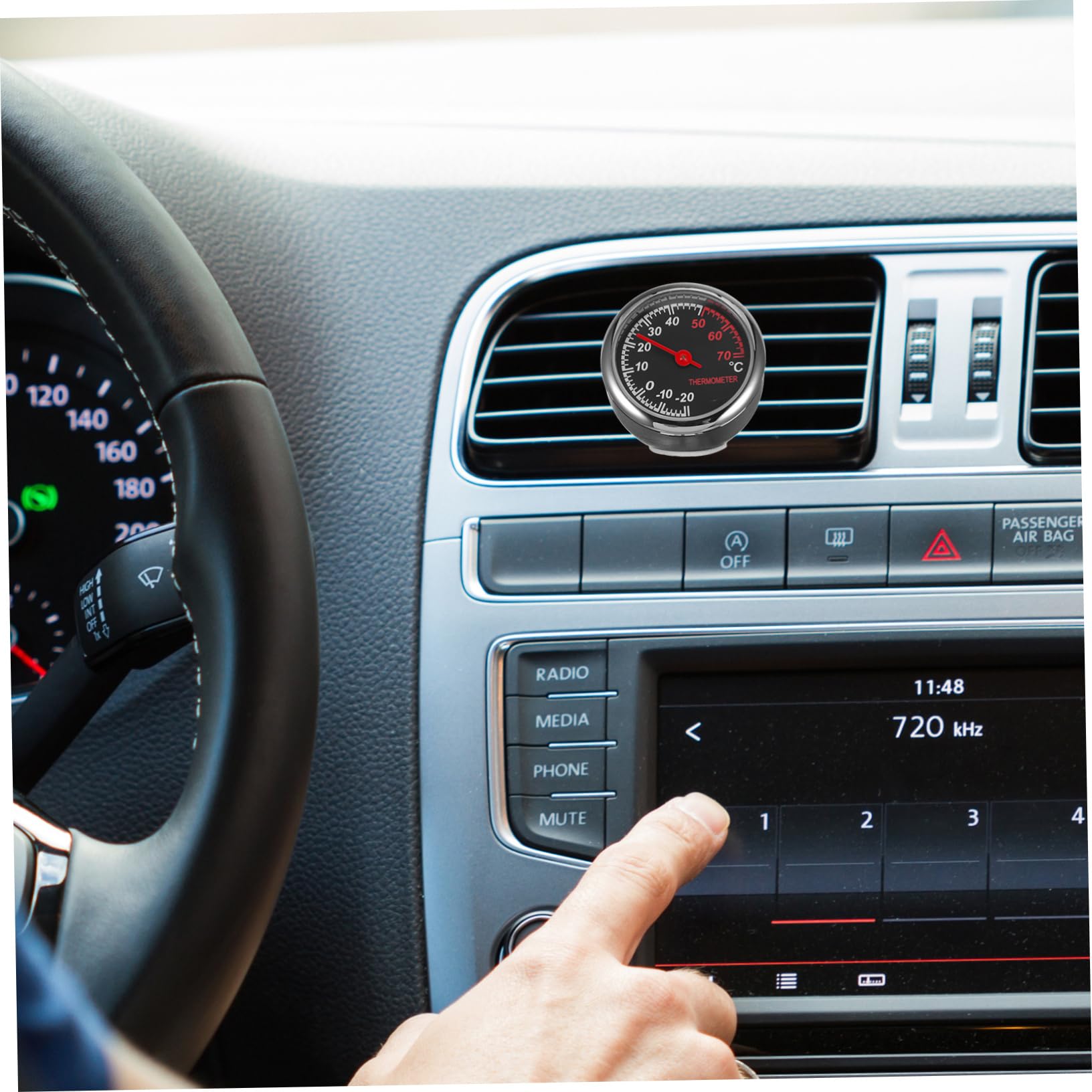 GLEAVI Termómetro Coche Interior para Salpicadero, Reloj Luminoso de Aleación y Vidrio, Fácil de Instalar, Adecuado para Ventilación del Coche de Noche