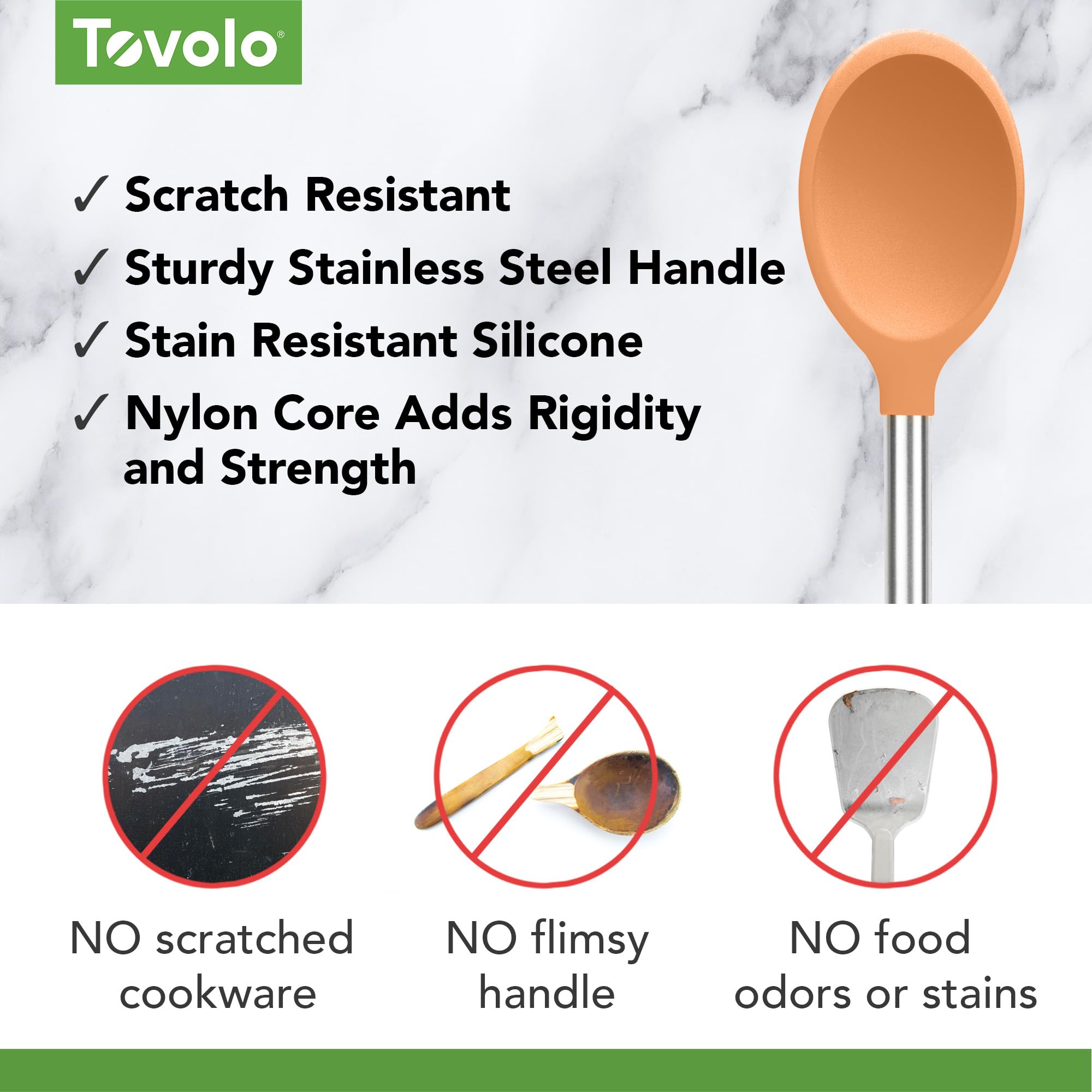 Tovolo Silicone Mixing Spoons - 2-Piece Set With Slotted & Solid Spoons For Cooking & Baking