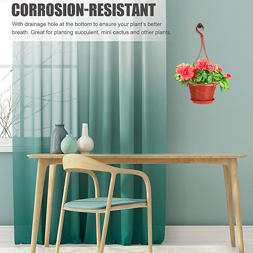Miniatura 7 de DOITOOL 10 juegos de macetas colgantes de plástico para plantas de interior, maceta colgante pequeña con platillo para plantas, macetas colgantes de