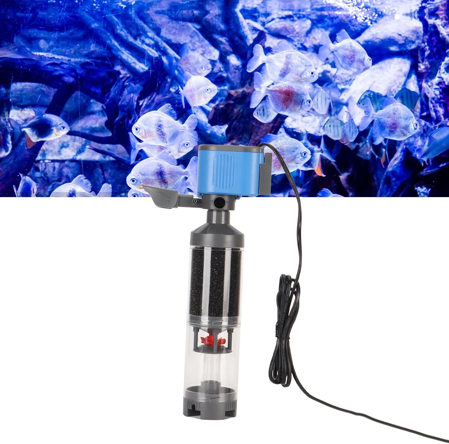 Aquarium Internal Filter, 5 in 1 Quiet Multifunction Fish Waste Suction Submersible Fish Tank Pump Filter 25W, Filter Collector Fishes Tanks Accessory for Aquarium Fish Tank Pond