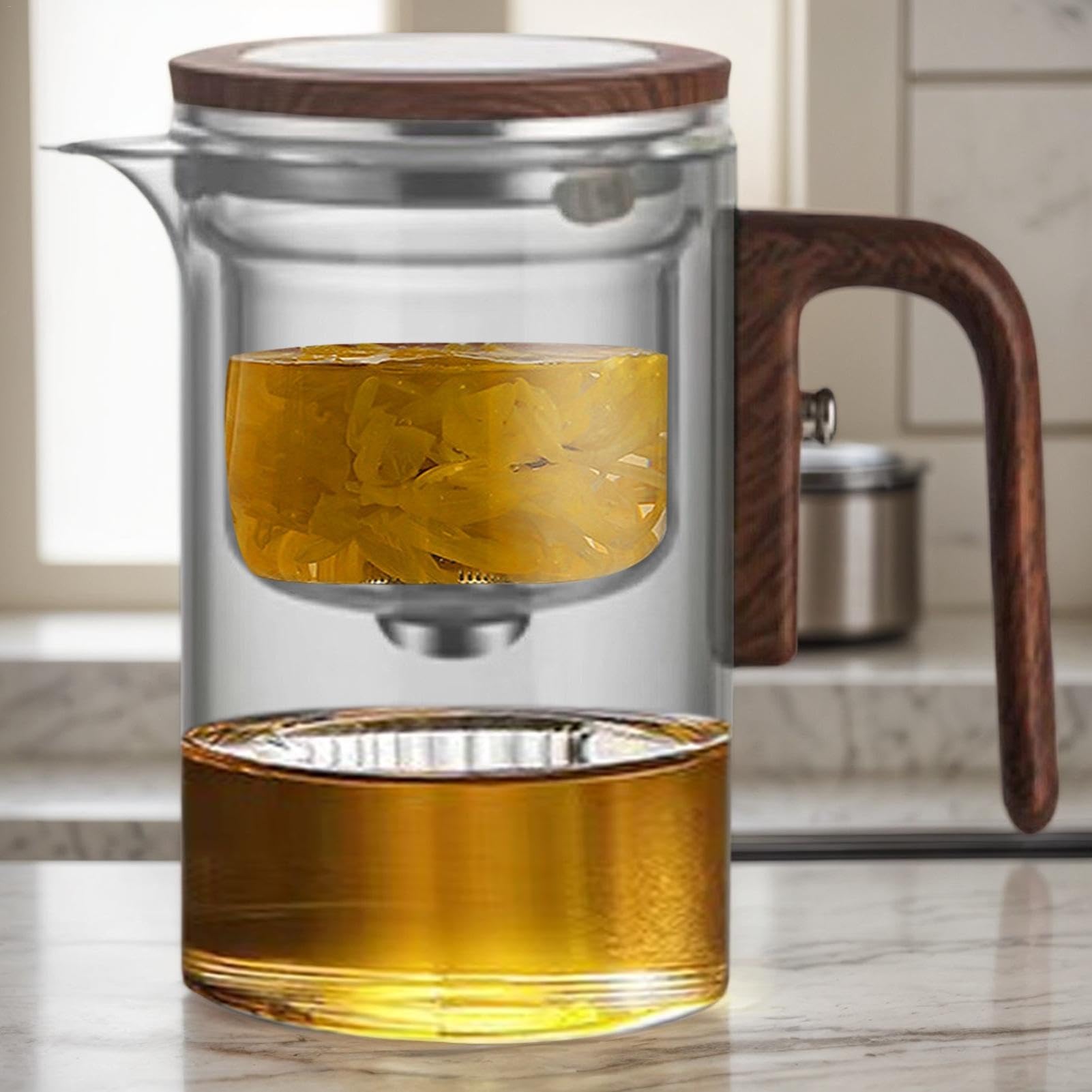 de vidrio 600ml, infusor de té té, preparación de hojas sueltas