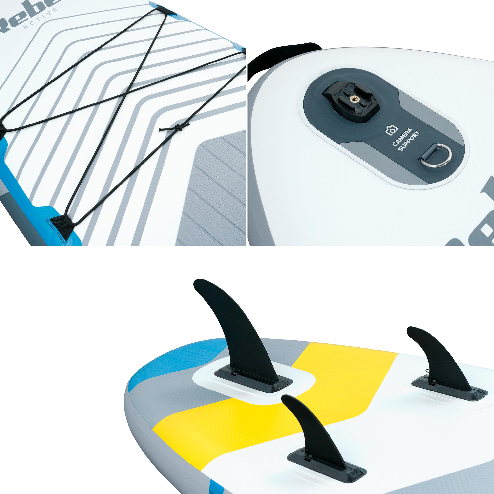 Rebel Electro Deska SUP Pompowana z Siedziskiem do Pływania Drop-Stitch 335 cm Zestaw Wiosło Pompka Plecak RBA-4507-WH