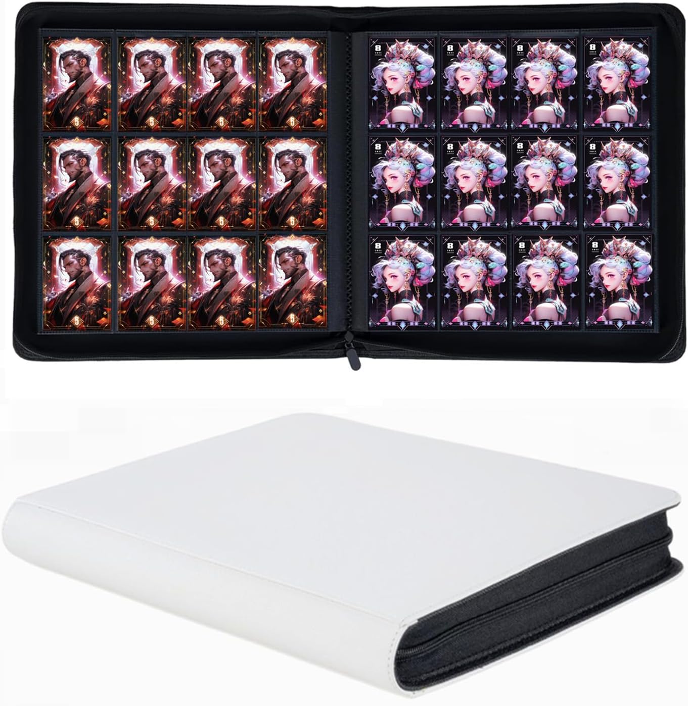 900 Pockets Basketball Trading Card Binder, Card Binder Album Folder with 50 Top-Loading Page Sleeves, 9 Pocket Card Binder for Game Cards, Sports Cards, Baseball Cards Black (9 Pocket, Basketball)