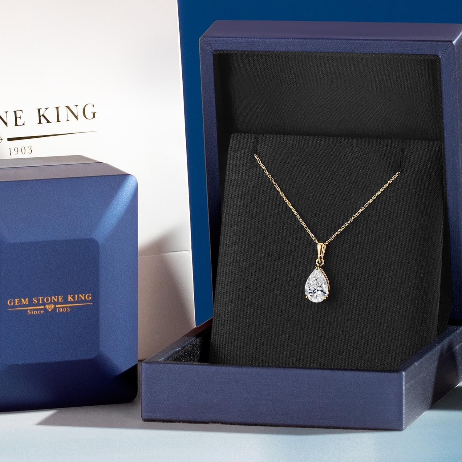 Gem Stone King 14K Yellow Gold 9X6MM Pear Shape Gemstone Birthstone Teardrop Pendant Necklace | Gold Necklace For Women | With 18 Inch Chain - Image 4