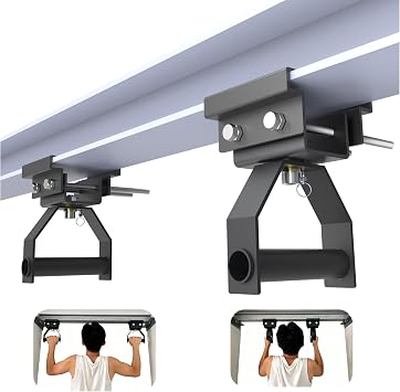 I-Beam Mount Multi-Grip Pull-Up Bar Adjustable Heavy Duty Chin Up Handles for Home Gym, Fits 3.5"-7.5" I-Beam Flange Strength Fitness Training Equipment Load up to 400 LBS - Patent Pending