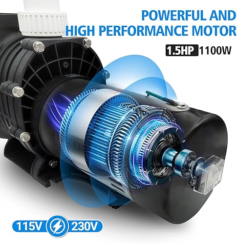 Miniatura 7 de Bomba de piscina sobre el suelo, 1.5 HP, bomba de piscina de velocidad única de 100 GPM, 115V230V 3450 RPM, cabeza máxima de 50.9 pies, con cesta de