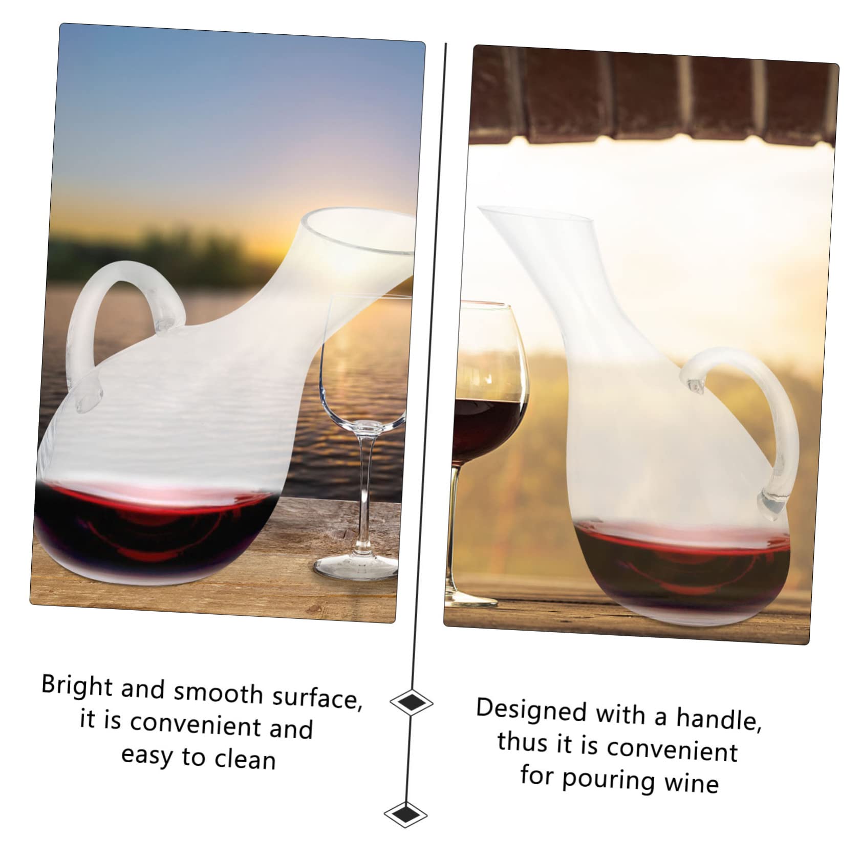 Decanter Vino in Vetro Trasparente con Ergonomico Versatore per Ristoranti Bar e Casa Facile da per Esaltare Gusto del Vino