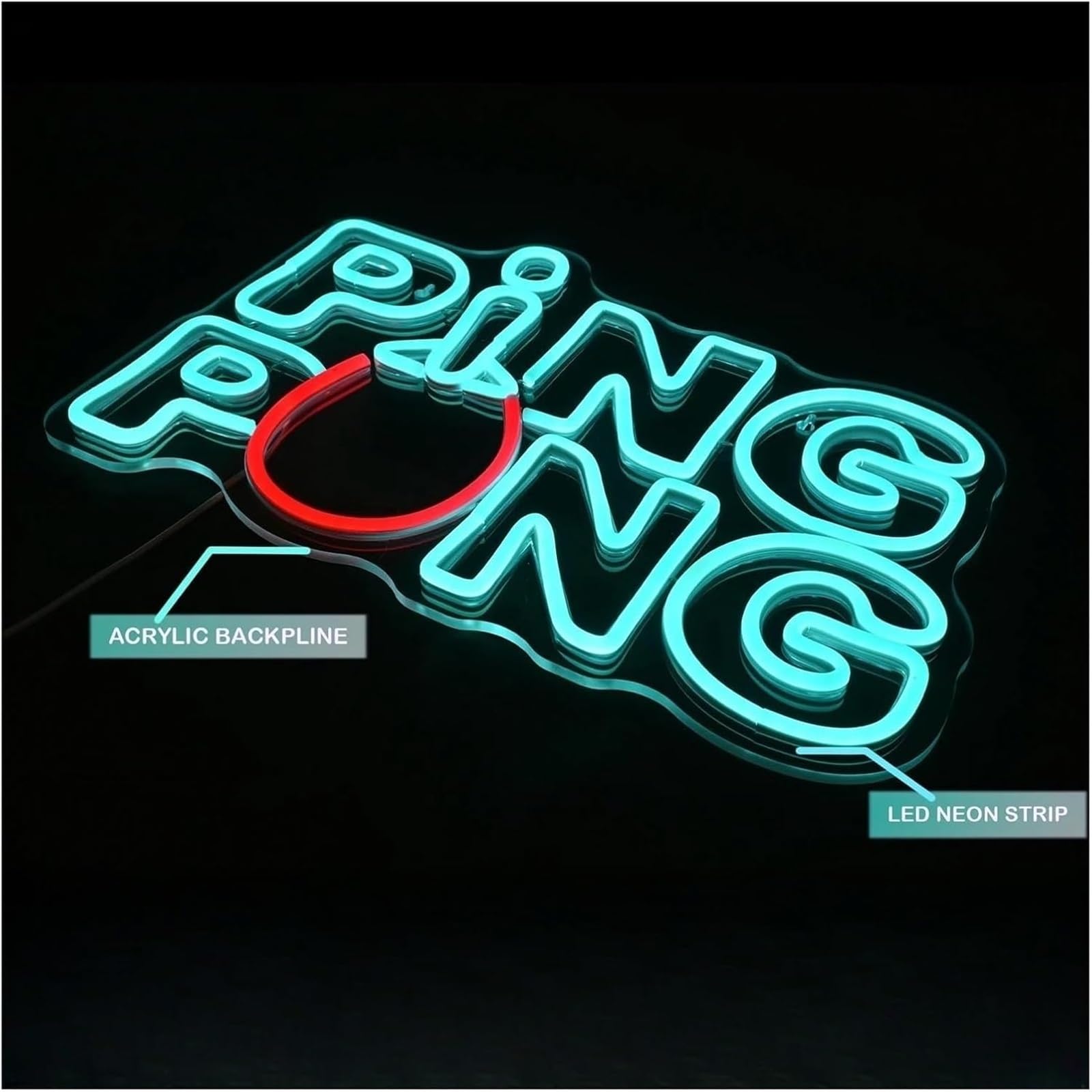 lampe au néon Ping-Pong pour enseigne au néon pour tennis de table à intensité variable pour chambre coucher, magasin, bar, fête
