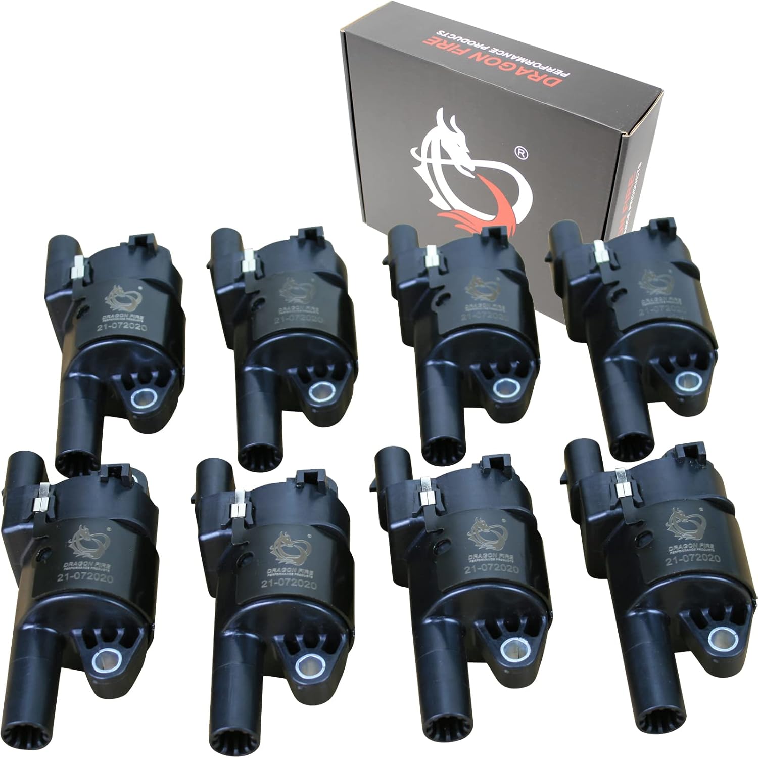 DRAGON FIRE PERFORMANCE 8pc Ignition Coil Power Pack Set Kit Compatible With Chevy Cadillac GMC Camaro Corvette Silverado Tahoe Escalade Yukon REPLACES 12573190 D514A BSC1512 UF414 Oem Fit DFC1022-8