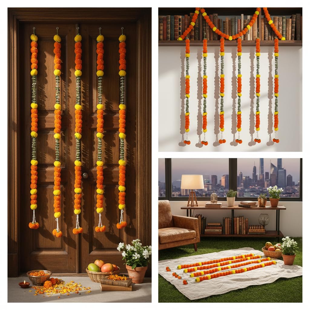 Rajasthan Marigold Garland - Diwali & Pooja Decor -11