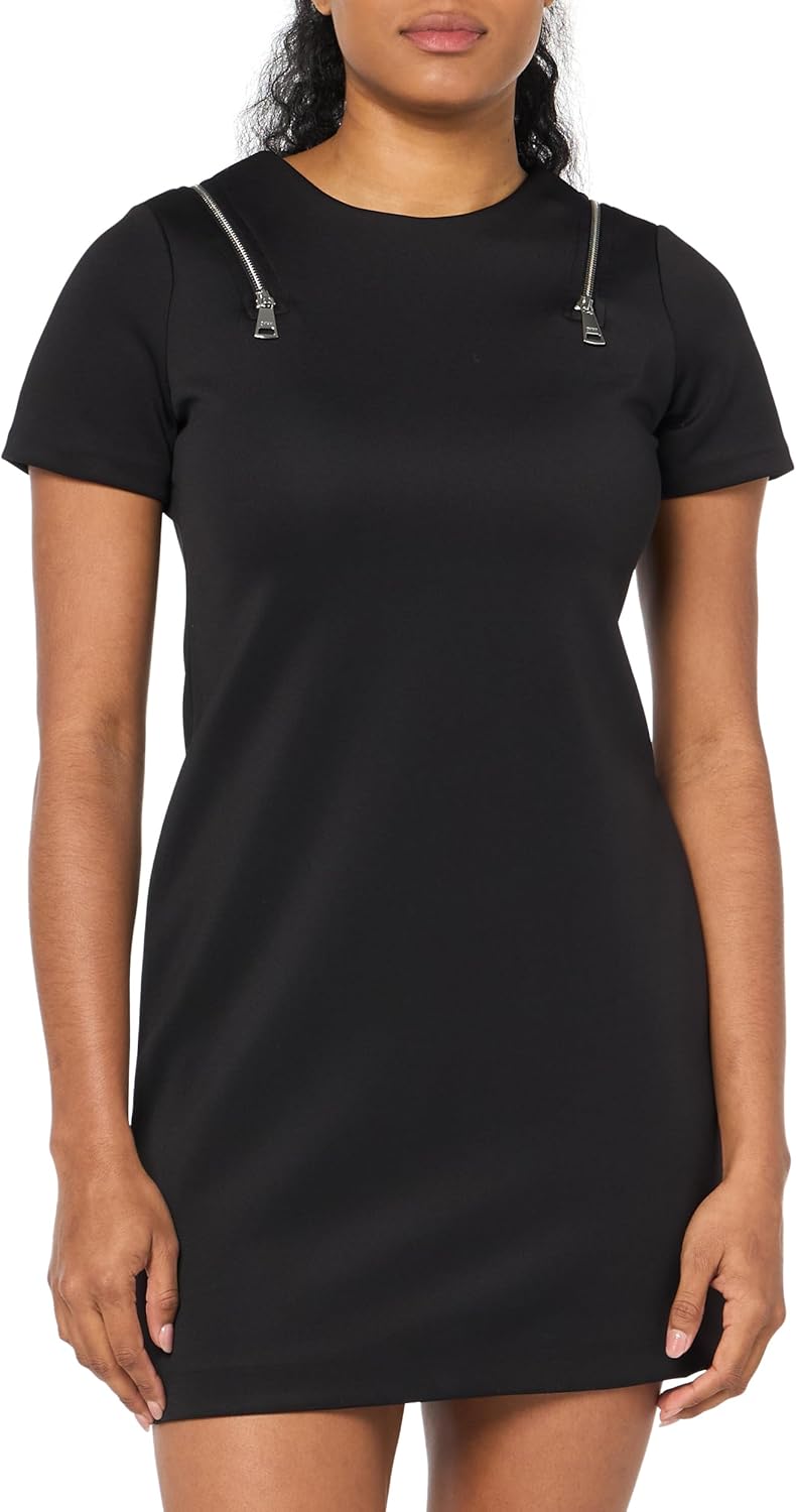 DKNY womens Zipper Detail Short Sleeve Dress