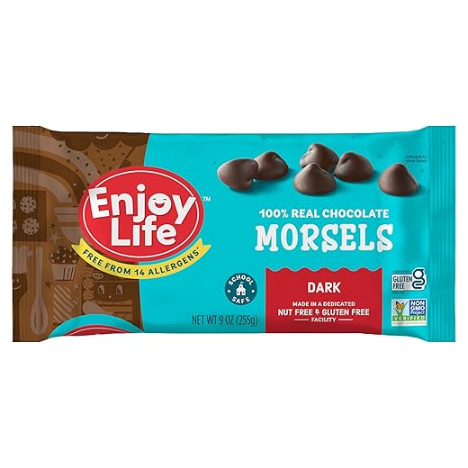 Enjoy Life Baking Dark Chocolate Morsels, Dairy Free , Soy Free, Nut Free, Non GMO, Gluten Free, Vegan Chocolate Chips, 9 oz bag