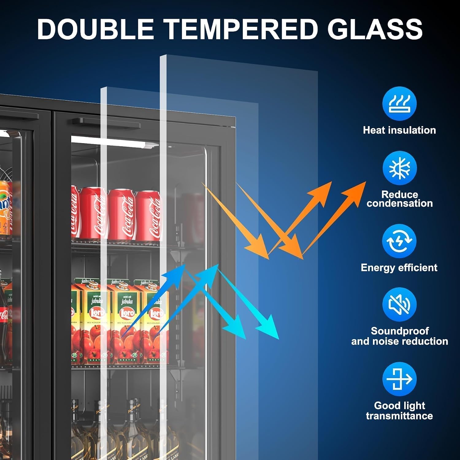 Back Bar Cooler with 2 Glass Doors, 7.4 Cu.ft Under Counter Height Beverage Refrigerator with LED Lighting, Commercial Display Bar Cooler for Beer, Wine, Soda, Drinks, ETL Approved