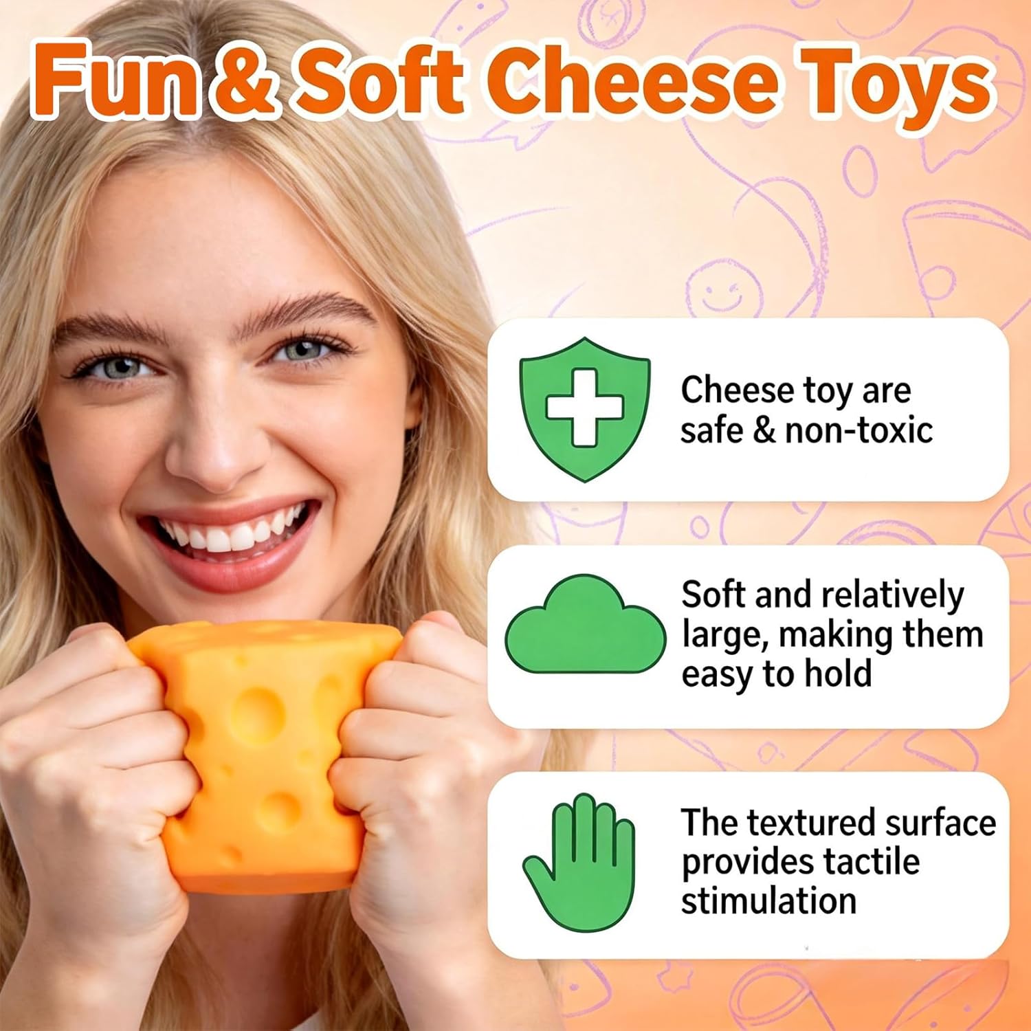 3.93 Inch Huge Cheese Squishy Cube – Giant Cheese Block Fidget Toy, Super Soft Slow Rise Sensory Stress Ball, Novelty Squeeze Toy for Adults, Desk Decor Stress Relief Gift