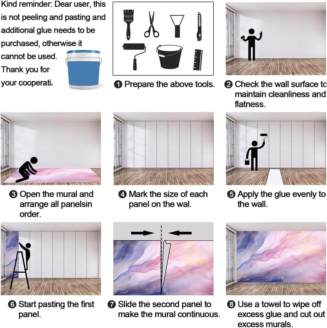 Dreamlike Pink Purple Wallpaper 3D Wall Murals, Girl Marble Wallpaper Mural, Smoke Lines Wallpapers for Living Room Bedroom Dining Room (It's Not Peel and Stick)