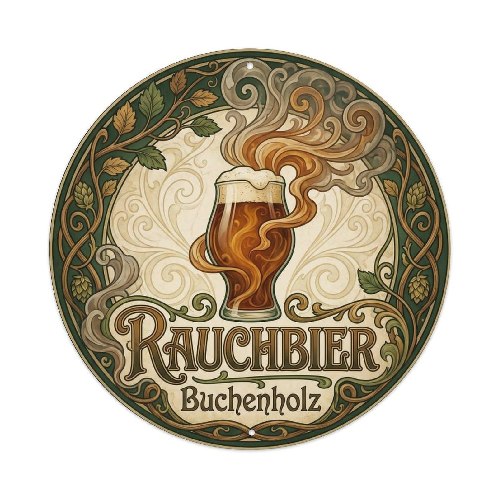 German Rauchbier Smoked Beer Malt Hops Wild Ferment Metal Tin Sign