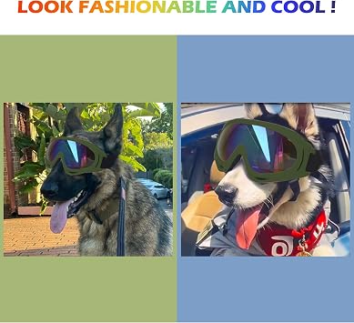 Large Dog Sunglasses, Dog Goggles with Adjustable Strap UV Protection Winproof Dog Puppy Sunglasses, Suitable for Medium-Large Dog Pet Glasses, Dogs Eyes Protection
