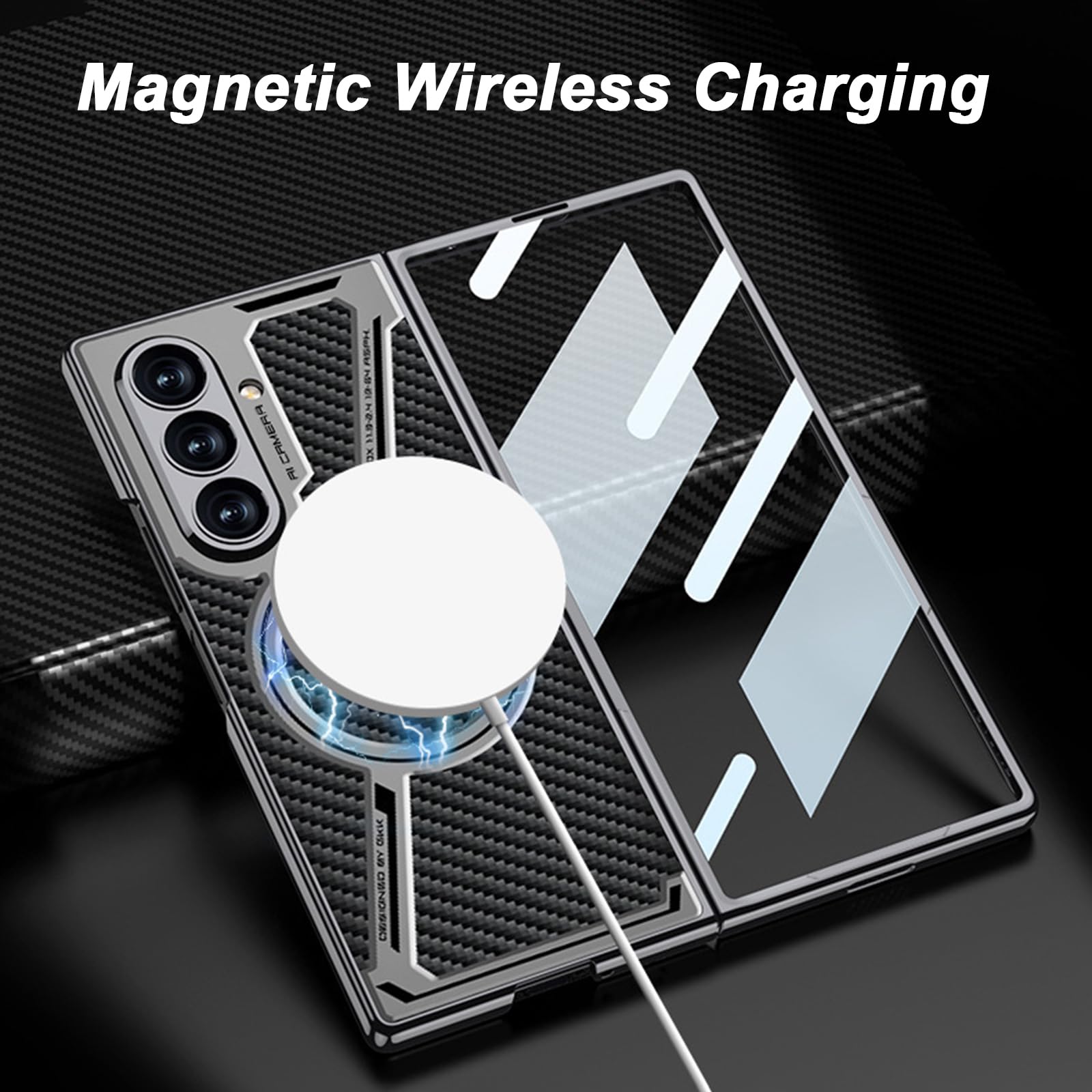 Magnetyczne etui do Samsung Galaxy Z Fold 8 Ultra, poszycie skórą