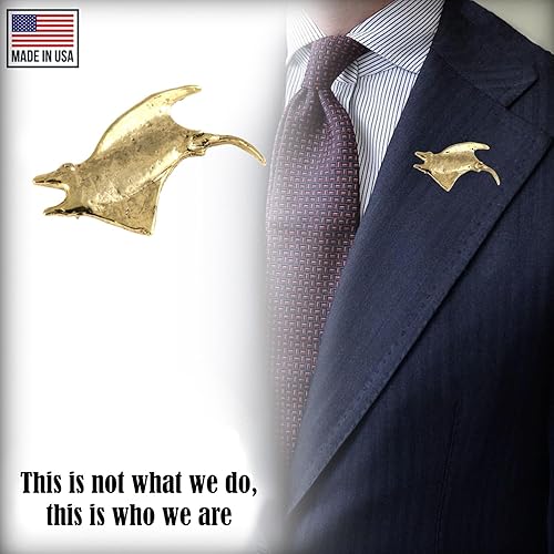 Vista 26 de Manta Ray Pin, Pewter, Lapel, Hat, Pins, Brooch, Brooches, Jewelry, Gift, Handmade in the USA, 200 Fish Designs Available. S075Z Pin de Manta Ray