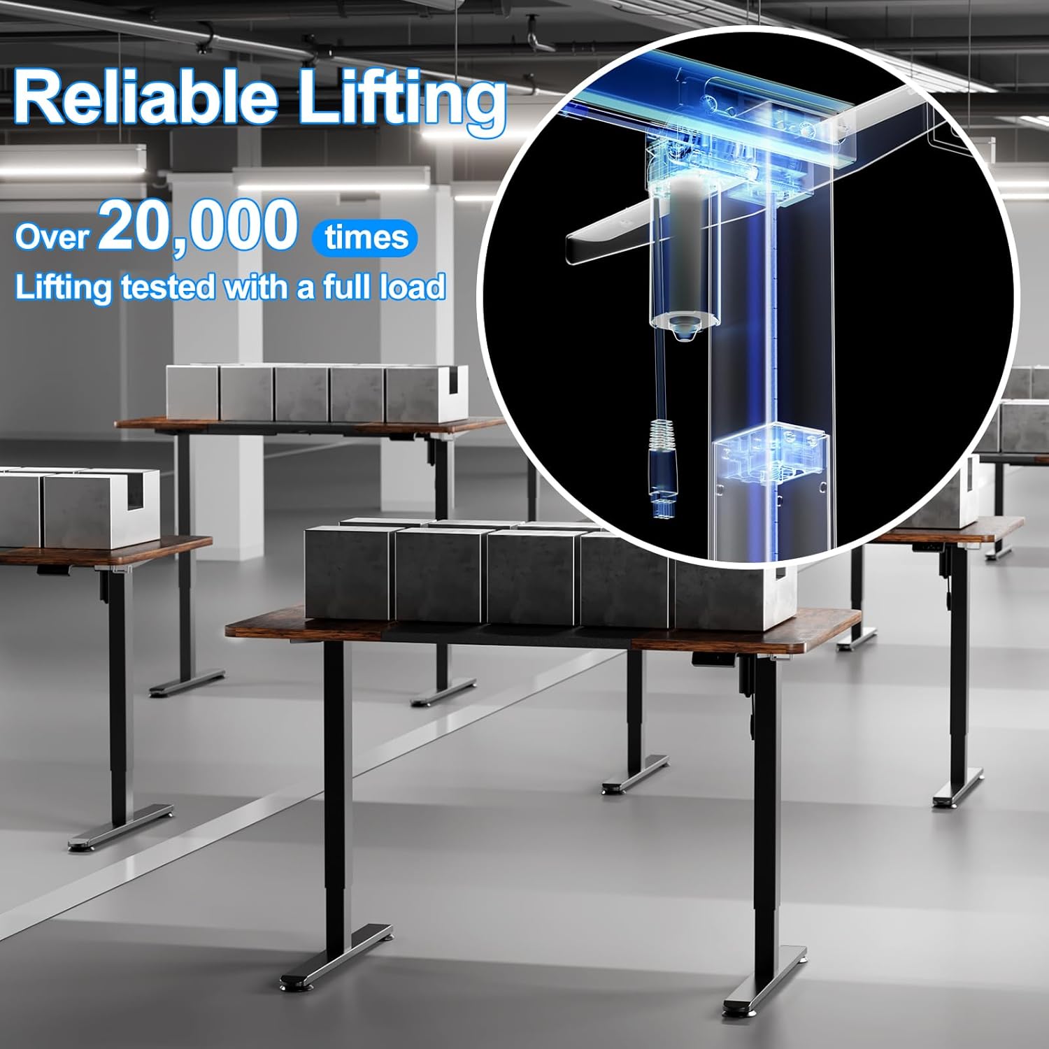 WOKA Electric Height Adjustable Electric Standing Desk, 55 x 28 Inch Sit Stand Desk with Memory Controllers, Stand up Desk for Home Office, Rustic Brown and Black Tabletop